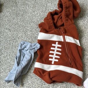 Brown Football Hoodie Vest with Gray Pants
